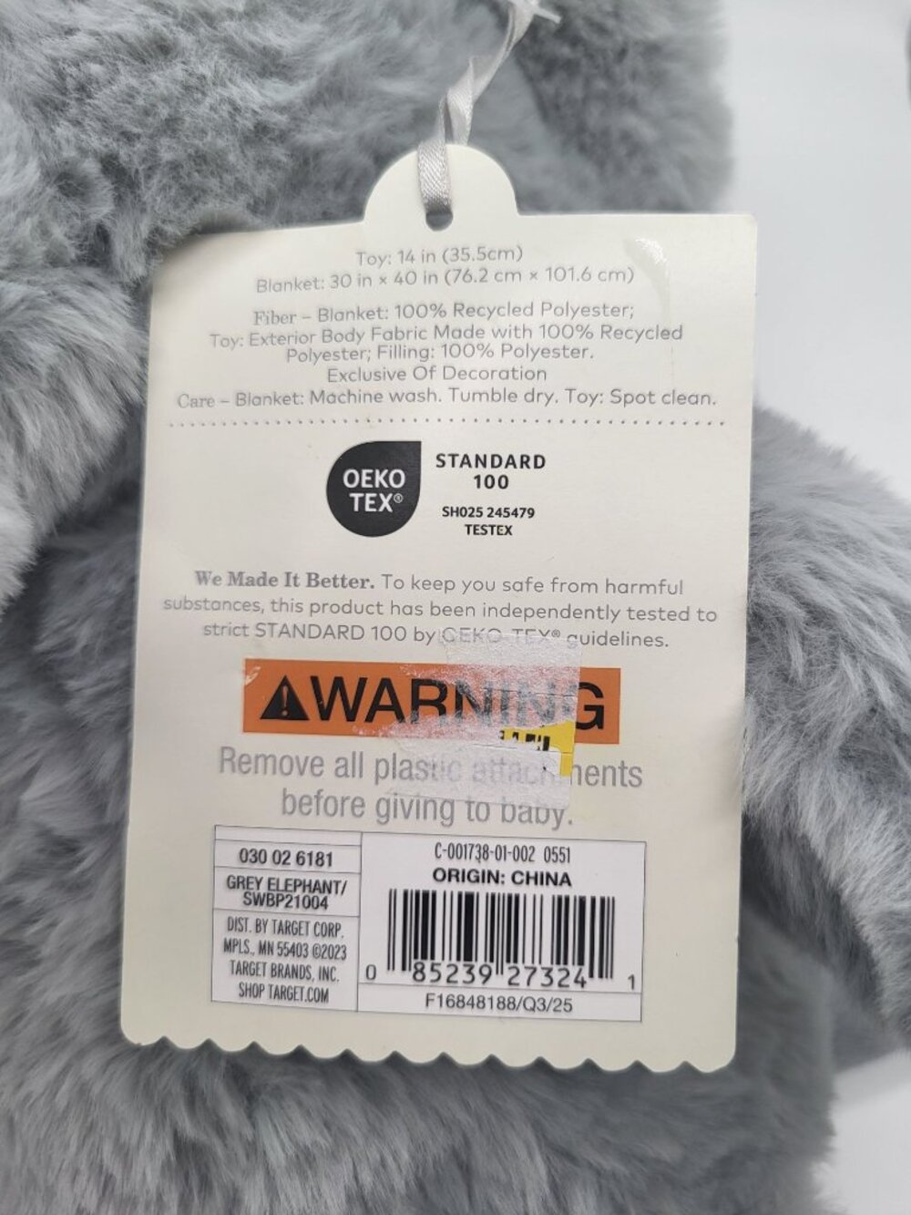Cloud Island Target Gray Elephant with Blanket 30"x40" Set Large Lovey *FLAW - Picture 4 of 7